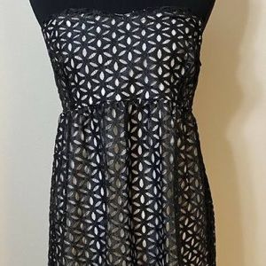 Motherhood Black Floral Lace Strapless Maternity Dress